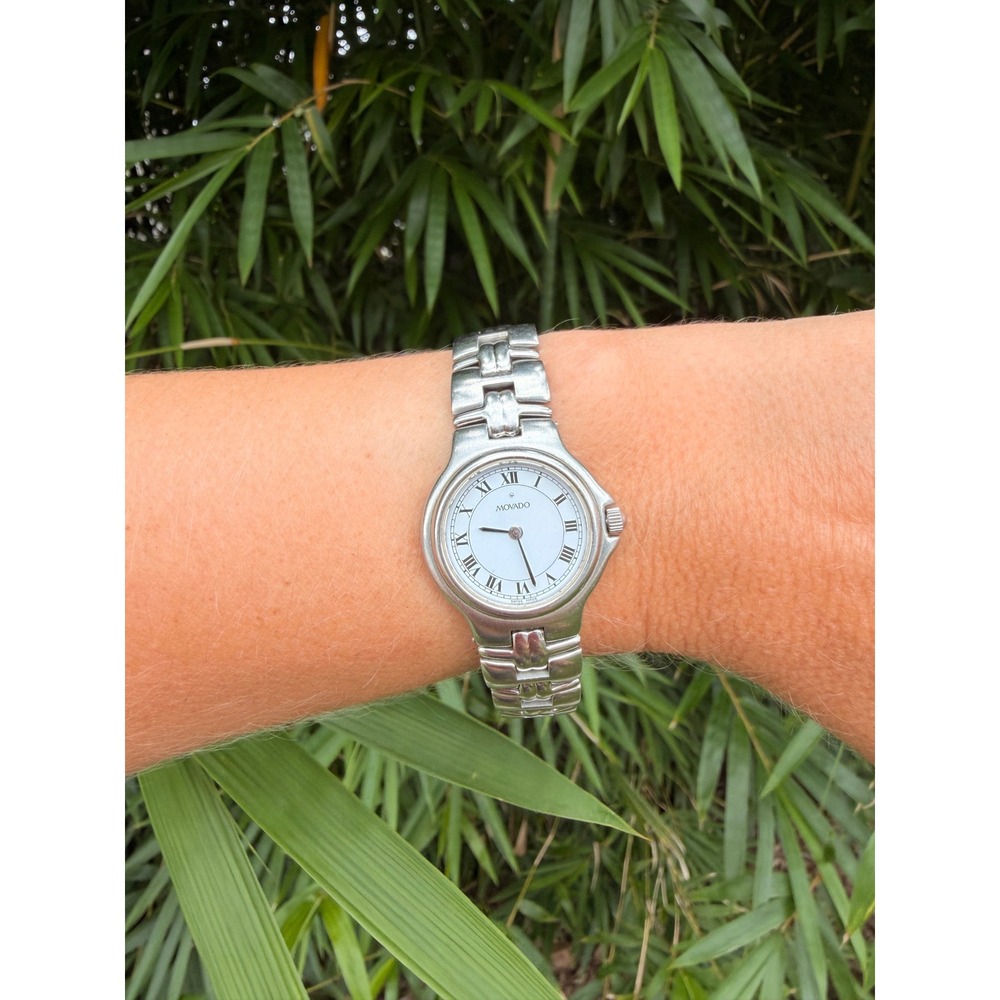 VTG 1990s Movado Olympian Watch Stainless Steel Roman Numeral 84.A1.827.2